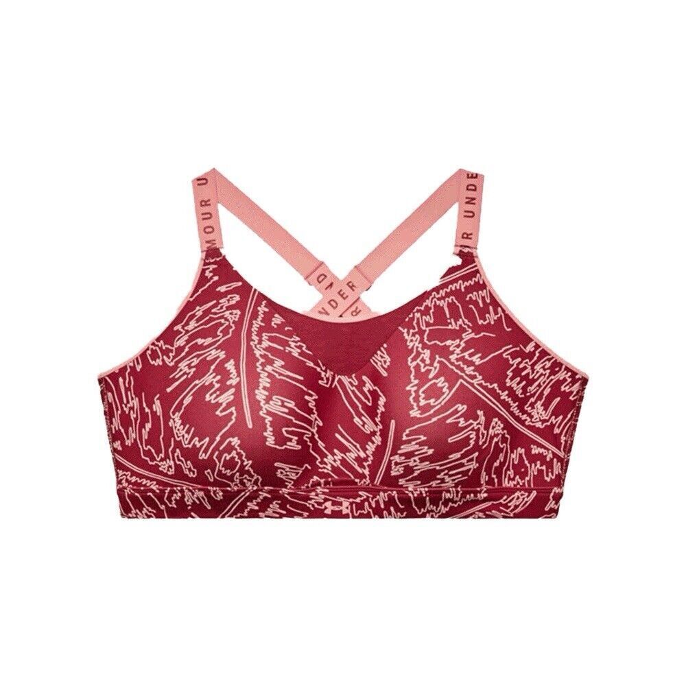 NWT Under Armour WOMENS Sports Bra Infinity High Print Black Rose Crossback SZ2X